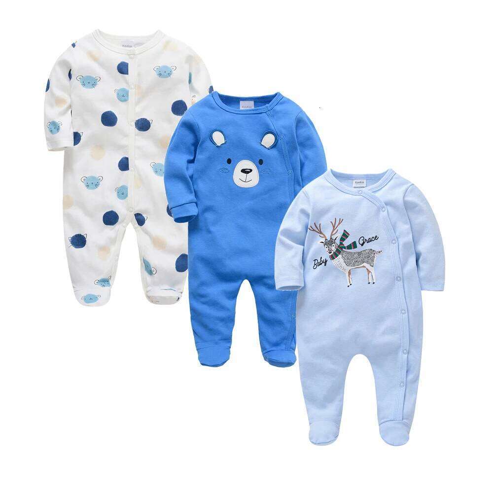2025 3 pcs/lot Baby Boy Girls Rompers 100% Cotton Long Sleeve Overalls 0-12 Months Cool Print Newborn Jumpsuit Z260304