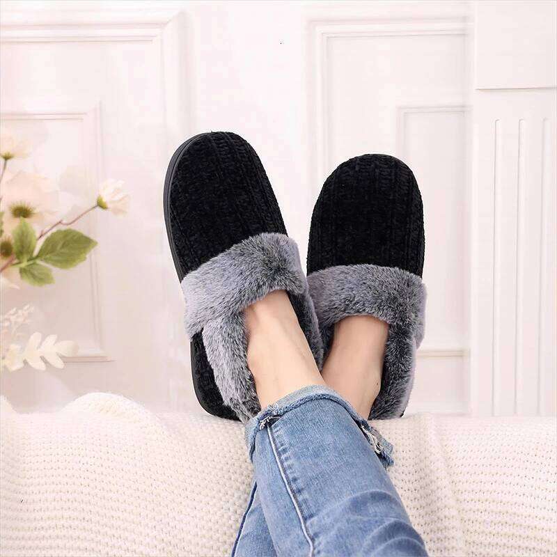 Kidmi Women Fuzzy Memory Foam New Closed Back Knit Bedroom Slippers Slip-On Popular Warm House Shoes for Indoor Outdoor