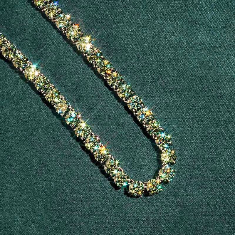 3mm 4mm 5mm 65mm Green Moissanite Tennis Chain Hip Hop Pass Diamond Tester Iced Out GRA Bling 925 Silver Necklace Fine Jewelry