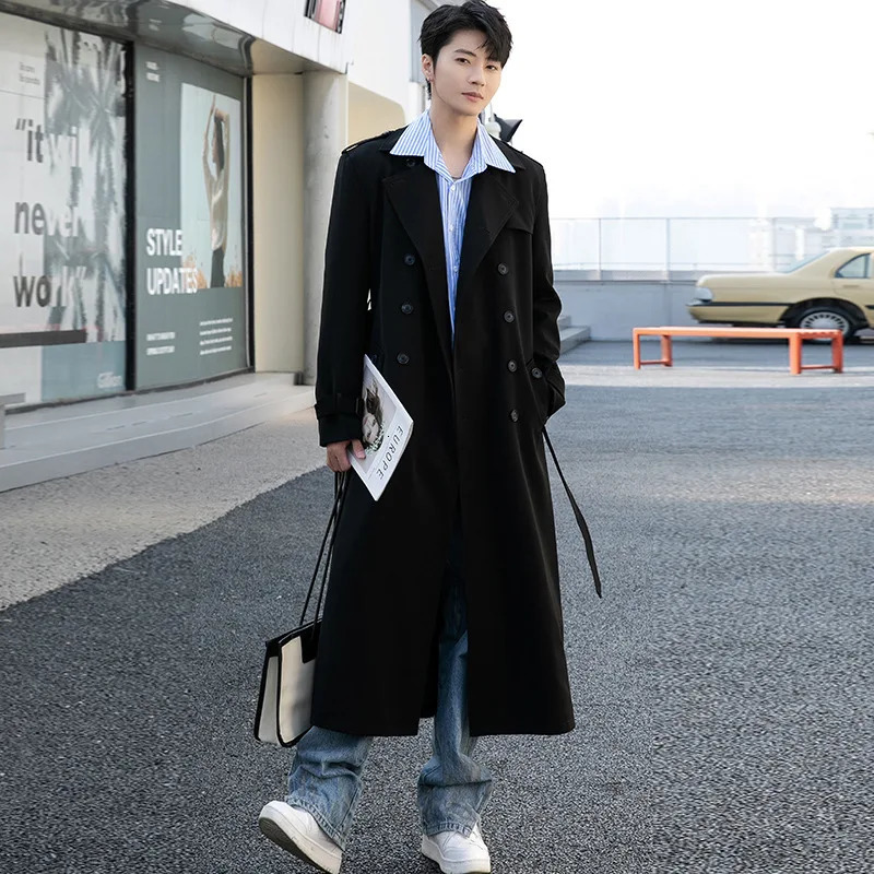 Mens Long Jacket Autumn Trench Coat Daily Smart Casual British Style Double Breasted y Turndown Collar Outwear 260302