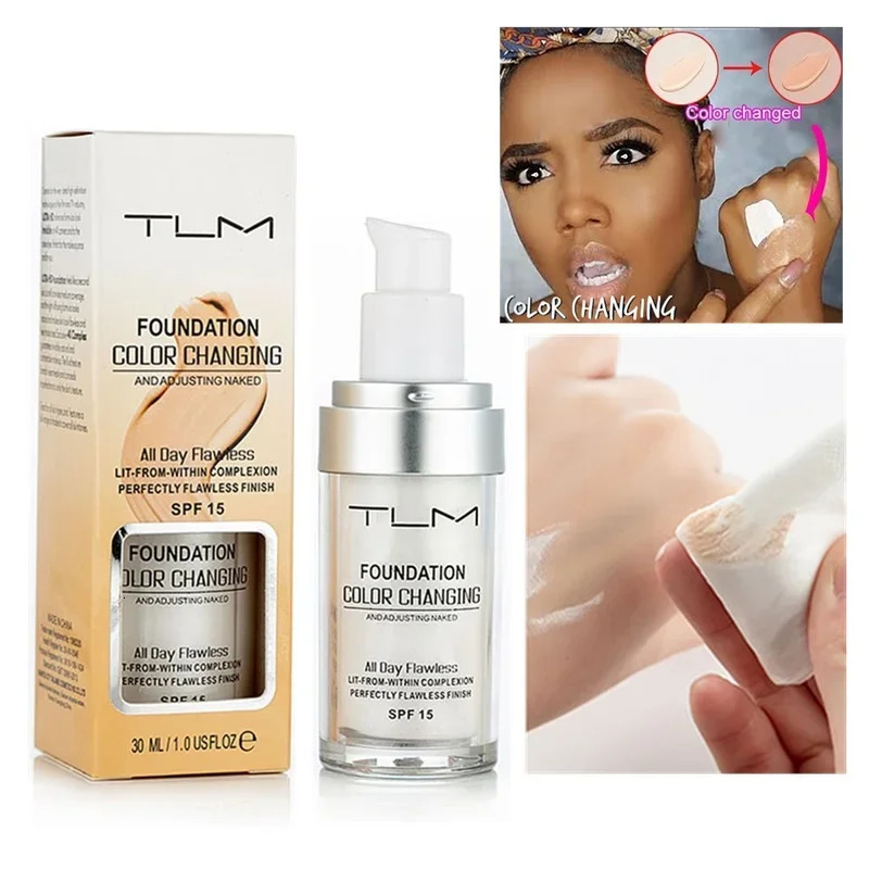 30ML TLM Foundation Color Changing Makeup Base Nude Face Full Cover Matte Concealer Long Lasting Make Up Liquid Foundation Cream 260305