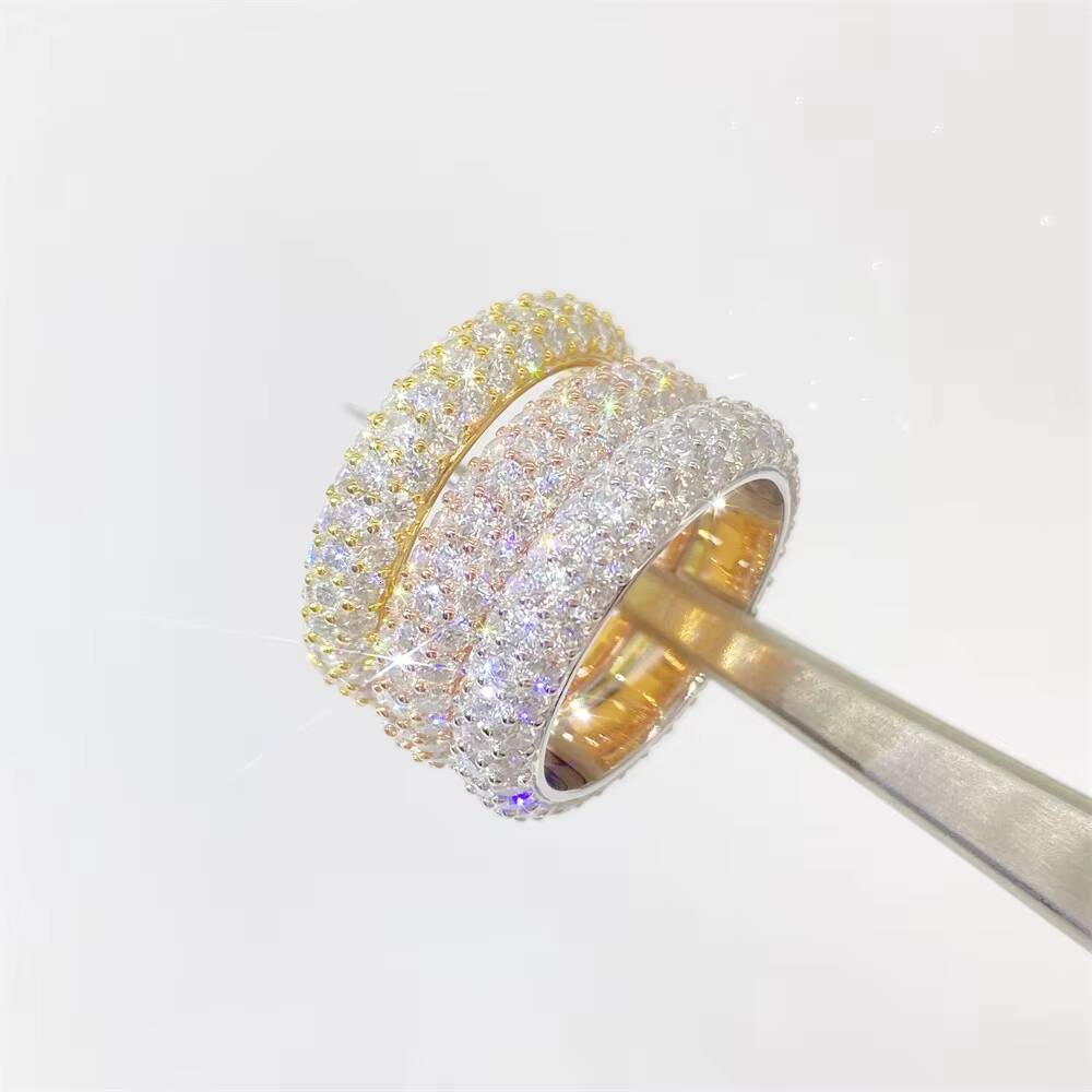 Wholesale Hip Hop Rings 925 Silver Diamond Moissanite Engagement Ring for Men Women