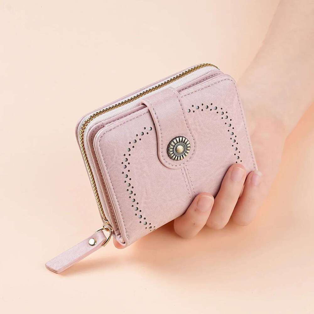 Fashion Wallets Retro Hollow-Out Short Purse for Women Multi-Card Zipper Wallet Europe and America Coin Purses Cards Holder Bags C260304