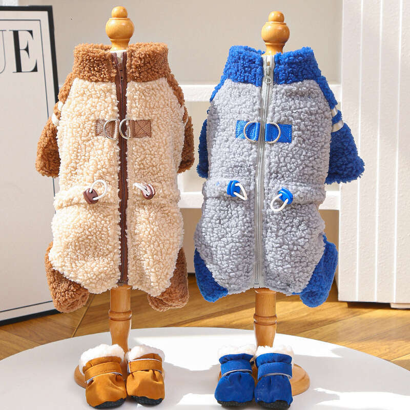 Famous brand Trendy Brand Clothes for Cats Autumn and Winter Thickened Four Legged Jacket Double Sided Fleece Zipper Pet Dog Hairless Cat Supplies pup