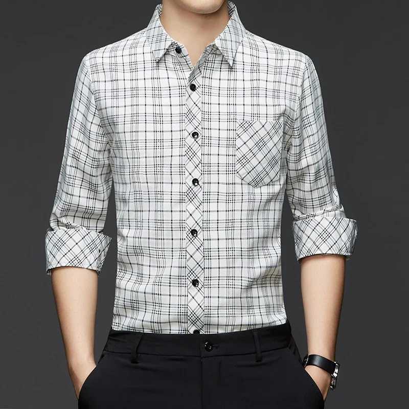 New Mens Casual and Fashionable Long Sleeved Cotton and Linen Shirt with Stripes Comfortable and Breathable Versatile Top M260305