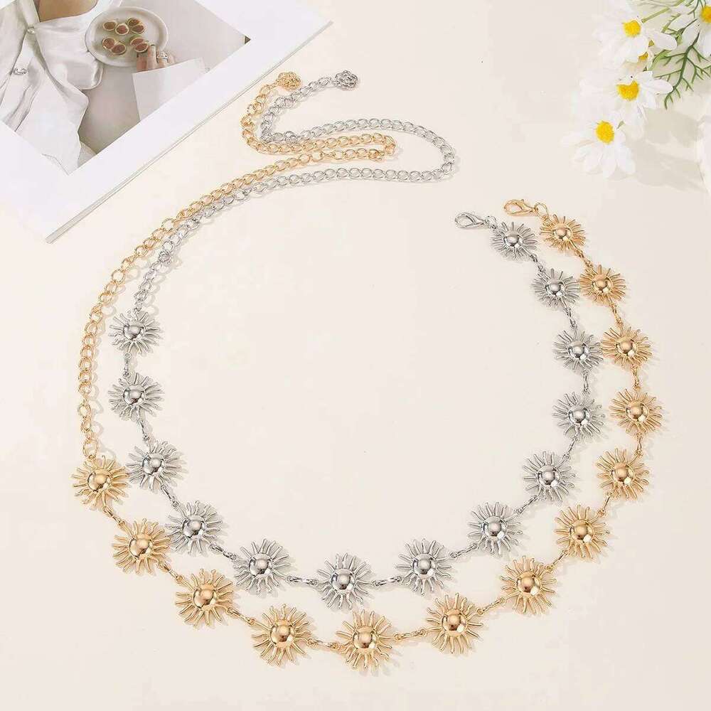 Simple Sunflower Metal Fashion Waist Chain Women Adjustable for Skirt and Dress Accessories S260304