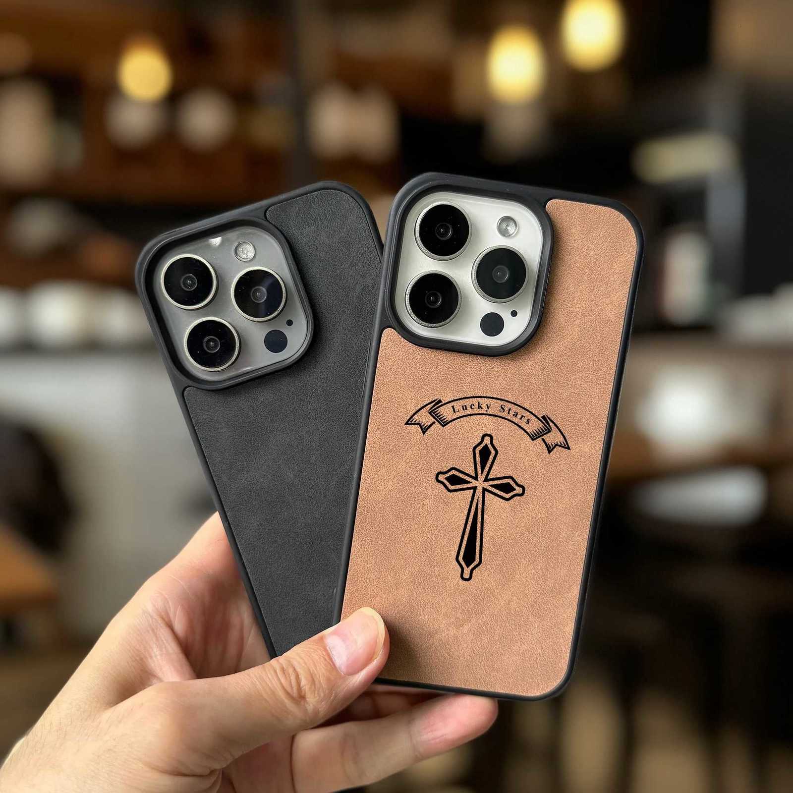 Lucky Star Cross Suede Leather Case For Galaxy S25 S24 S23 Ultra Plus | Luxury Anti-Drop Protective CoverT260305