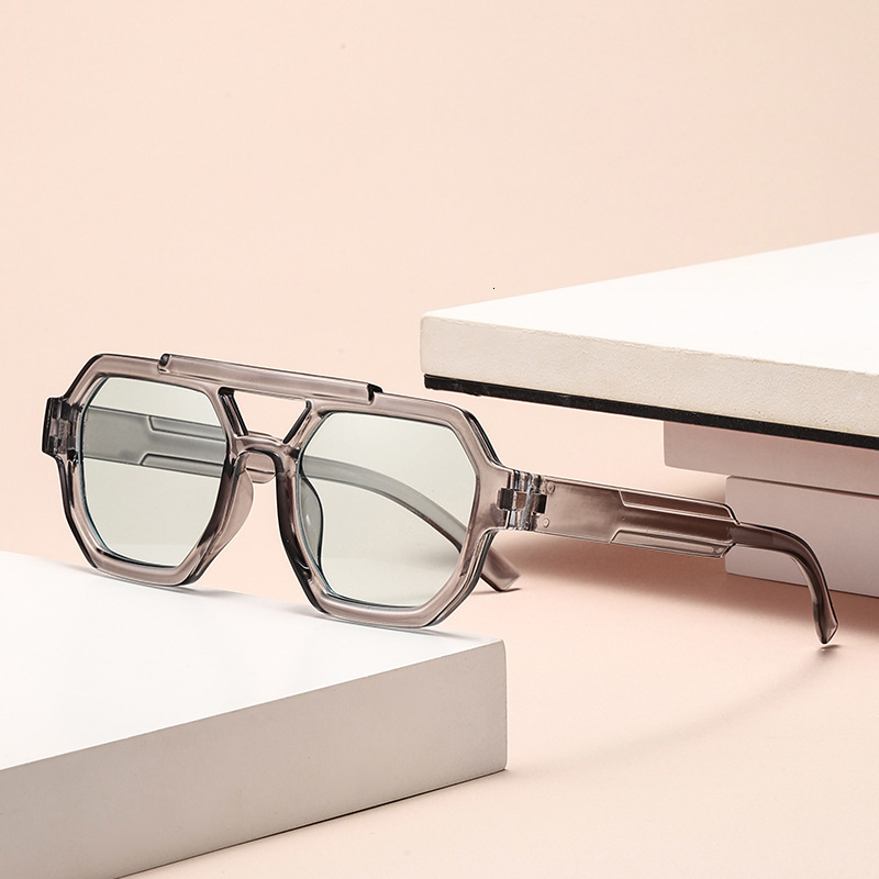 2026 Designer Luxury Brand Polygonal Export New UV Resistant Fashionable Sunglasses Men's High-end Full Frame Glasses