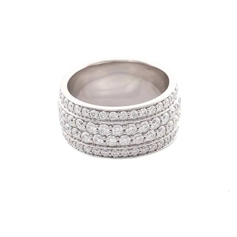 Hip Hop Iced Out 10k Gold Pass Diamond Tester 5 Rows VVS Moissanite GRA Rapper Dazzling Sparkly Eternity Band Ring for Men