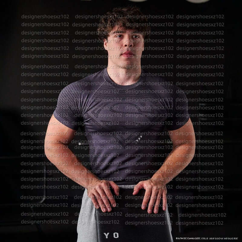 Younglas Gym Clothing Men Young La Superman American Style New Mens T-shirt Muscle Sports Fitness Breathable Tight Fitting Top Sweatshirts Jogging Running Shirts