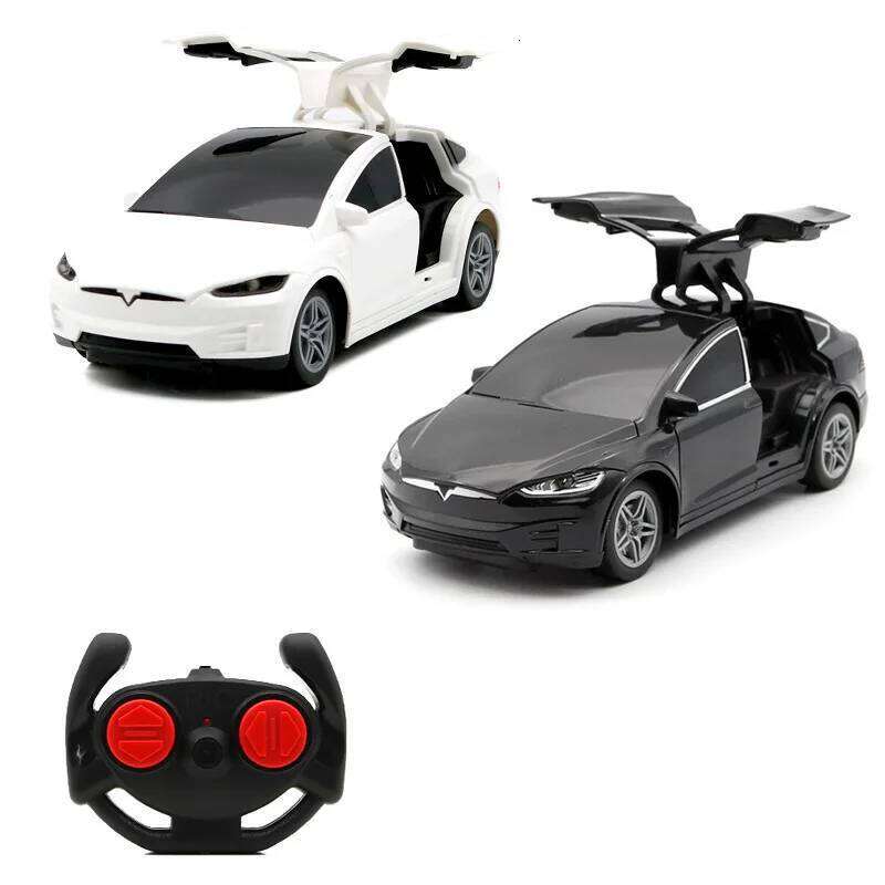 1:24 Tesla Rc 4-Channel Drfit Remote Control With Lights Simulation Double Doors Plastic Model Children'S Toy Car Gift Z260304