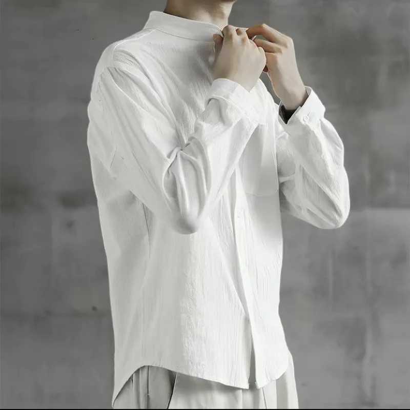 pring Autumn Mens Solid Color Long Sleeve Shirt Thin Casual Youth Summer Loose Cotton Linen Dress Blouse Outerwear M260305