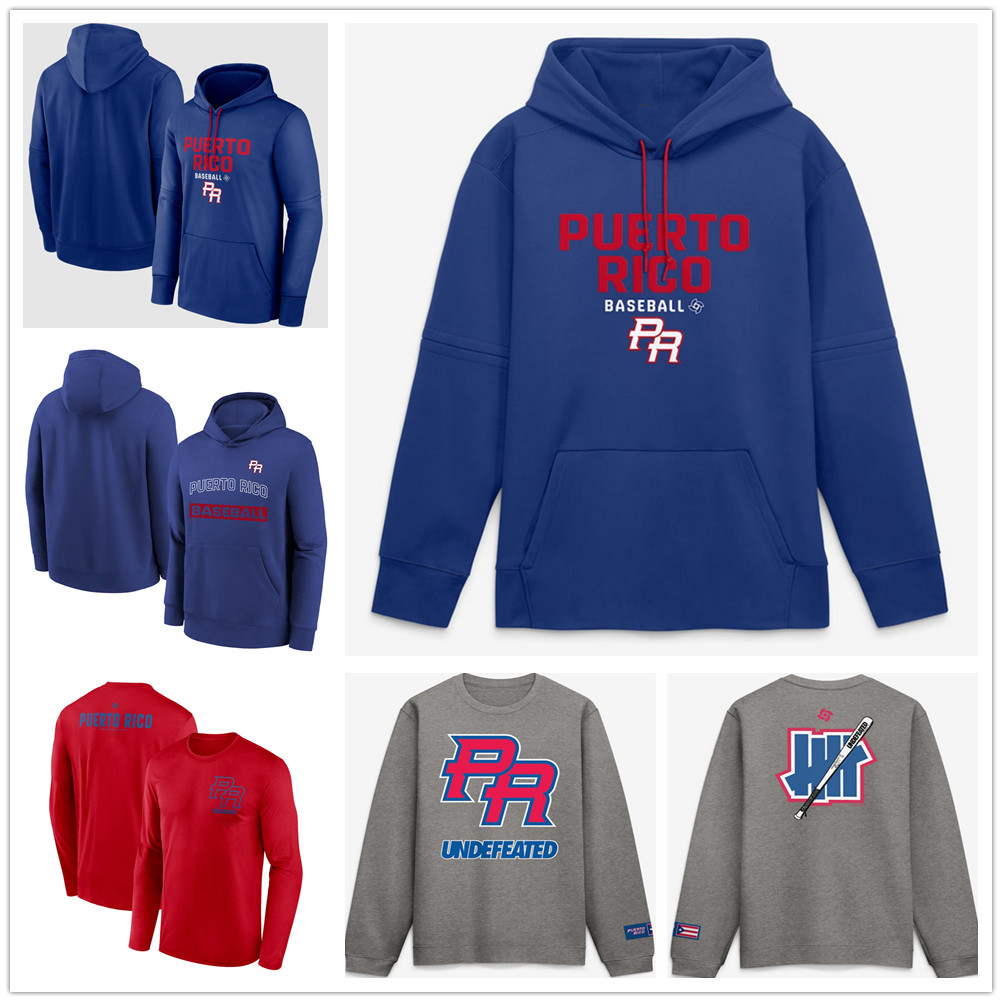 Men Puerto Rico 2026 World Baseball Hoodie Sweatshirt 39 Edwin Diaz 15 Martin Maldonado 35 Jose Espada 99 Eduardo Rivera 18 Elmer Rodriguez 67 Seth Lugo 10 MJ Melendez