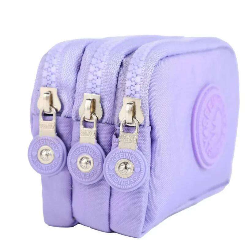 Mini Nylon Coin Purse Key Women Wallets Zipper Waterproof Portable Three Layer Card Holder Female Girl Handbag Headphone Bag C260304