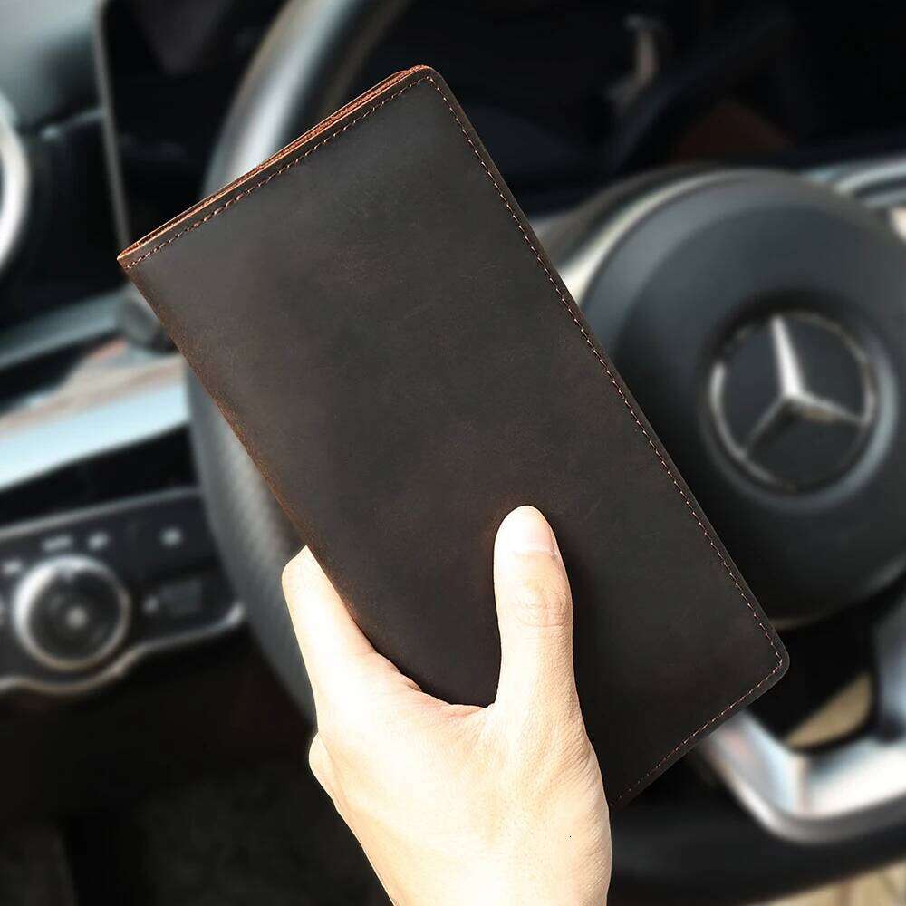 JOYIR Genuine Men Leather Long Wallet Clutch Bag Vintage Male Purse for Checkbook Credit Cards Minimalist Purses C260304