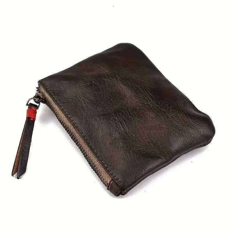 Cowhide Genuine Leather Men's Minimalist Wallet Credit Card Holder Earbuds Pouch C260304