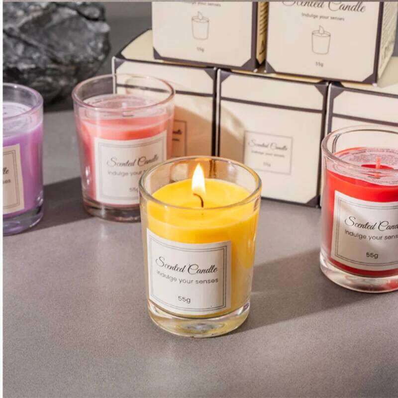 Boxed aromatherapy high-end glass cups, soy smoke-free scented candles, gifts W260304 W260305