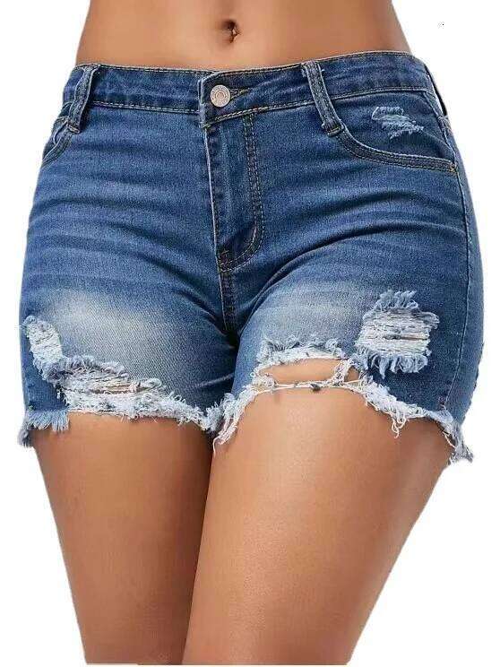 Summer Washed Ripped Denim Shorts. New Fashionable, Slimming and Elegant High-waisted Short Jeans for Women, Hot Girl Costume XJ260305