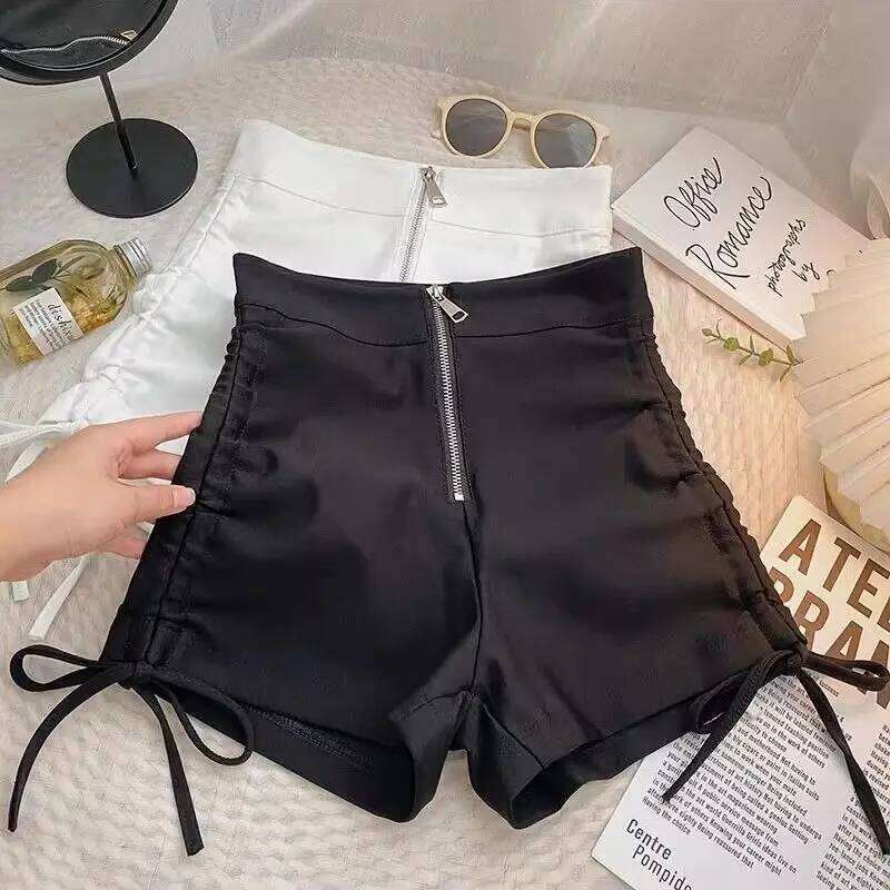 Shorts Women Casual Solid Shirring Summer High Waist Zipper All-match Korean Fashion Trendy K-pop Skinny Hot Girls 3XL Prevalent XJ260305