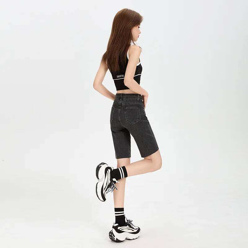 New Summer Thin Mid-length Jeans,Fashionable and Versatile Casual Straight-leg Comfortable Denim Shorts for Women. Cycling Pants XJ260305