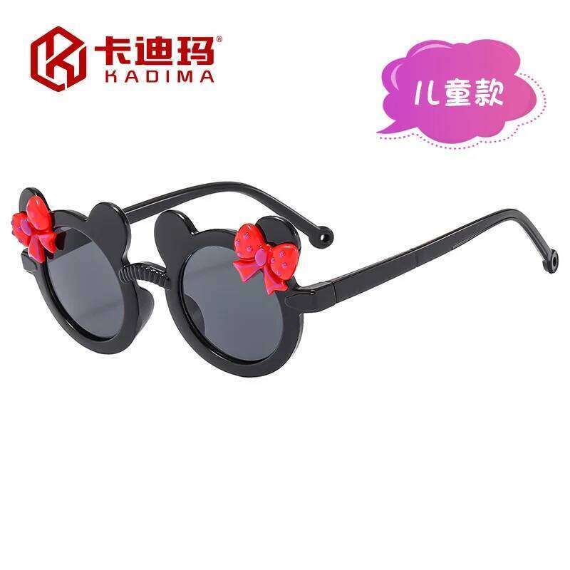 New children's cat eye bow sunglasses 2024 boys girls fashion sun protection beach outings baby glasses oculos infantil uv400 Z260305