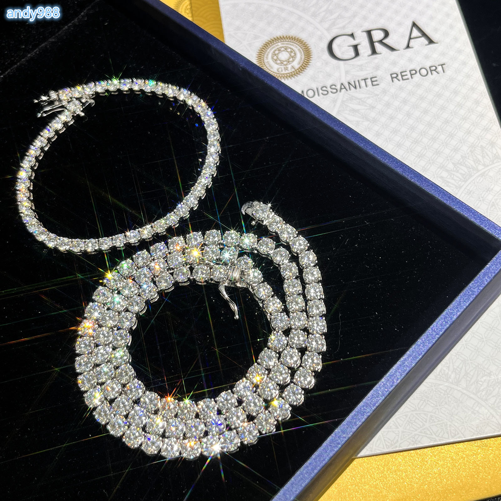 Ready to Ship Moissanite Chain 925 Silver 3mm Tennis Chain Vvs Moissanite 6-9 Inch Tennis Bracelet Iced Out Jewelry Hiphop Man