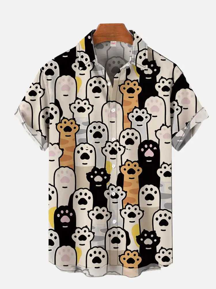 MenS Cute Cat Printed Casual Shirt Daily Wear 3D Classic Short Sleeve Fashion Hawaiian Shirts For women Hrajuku M260305