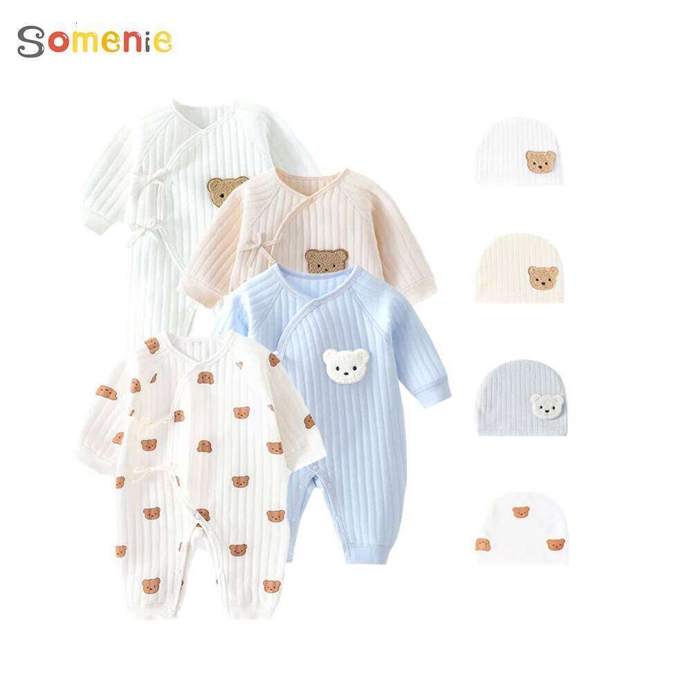 Boys Girls Bodysuit Newborn Winter Onesie Clothes Cotton Toddler Home Wear 0-6M Thickened Spring and Autumn Clothing Z260304