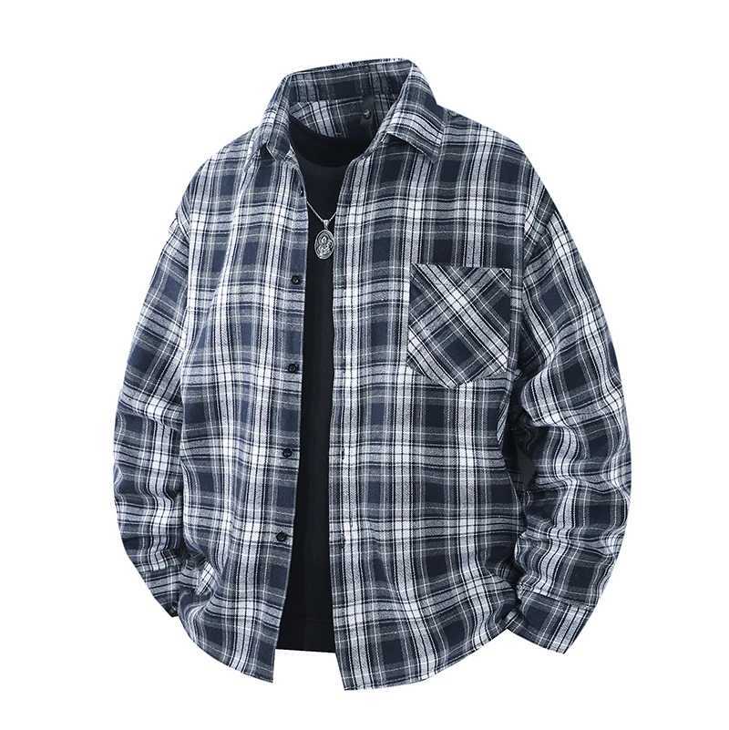 Free Ship Shirts Men Casual Men Shirts Male Spring Summer Plaid Long Sleeves Shirts CloTHing YouTH Japan Korea Coats M-5XL M260305