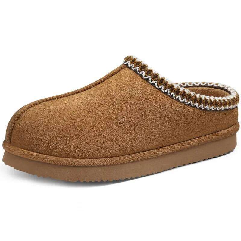 Kidmi Fashion Genuine Suede Fuzzy Indoor Outdoor Fluffy House Slippers Winter Slip On Memory Foam Furry Shoes for Women