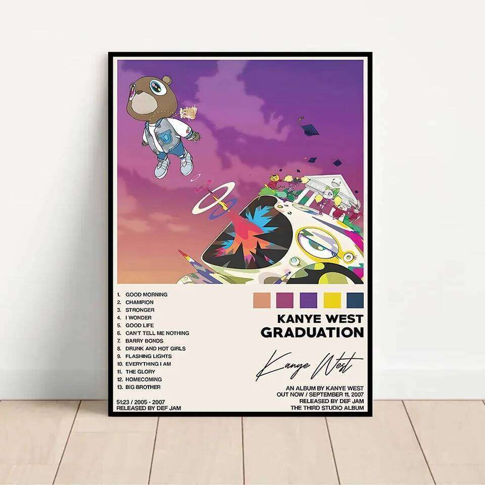 Rap Singer Kanye West Art Poster, Music Album Cover High-definition Printed Canvas Painting, Home Wall Decoration, Frameless 26L0305