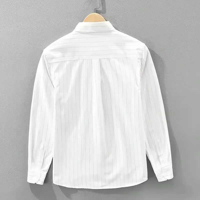 2026 Spring Autumn New Fresh Striped Cotton Long Sleeve Shirt for Men Clothing Comfort Turn-down Collar Tops M260305