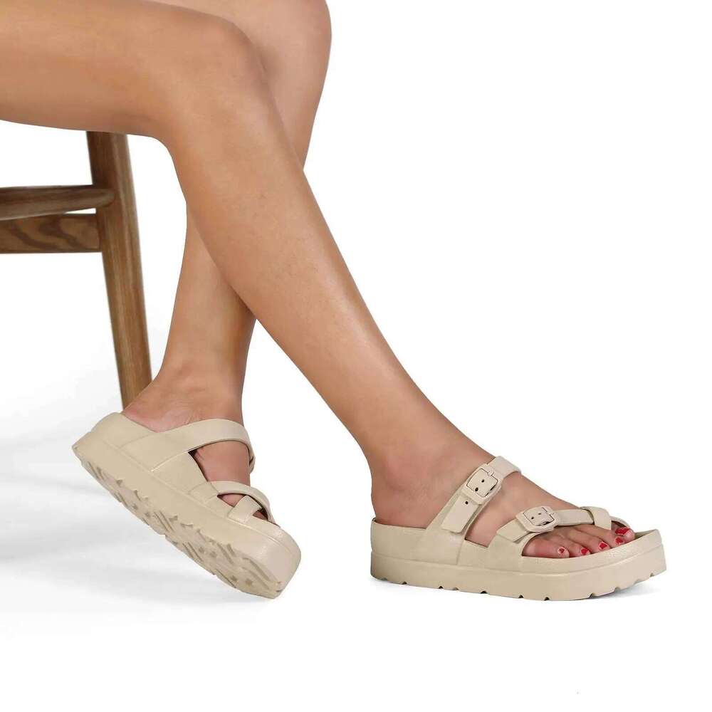 KIDMI New Womens Platform Comfort Beach Fashion Arch Support Cushion Slides Soft Light EVA Flat Sandals