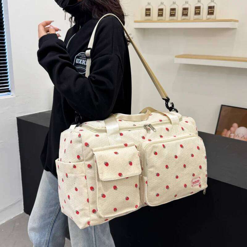 Corduroy Tote Large Capacity Carry On Travel Bag With Shoe Compartment Sports Fitness For Women Duffle Bags Z260304