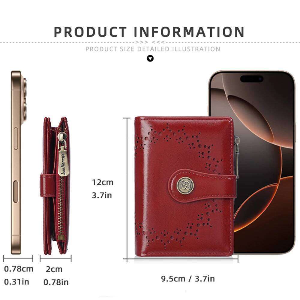 Fashionable Women's Short Wallet with Hollow Pattern, Multiple Card Slots and Pocket, Daily Portable Compact Coin Purse C260304