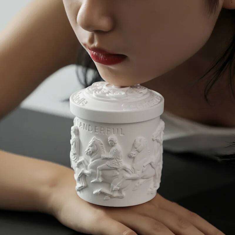 Luxury The Parthenon Sculpture Jar Aromatherapy Candle Plaster Cup Soy Wax Plant Essential oils Candles Home Decoration W260304 W260305