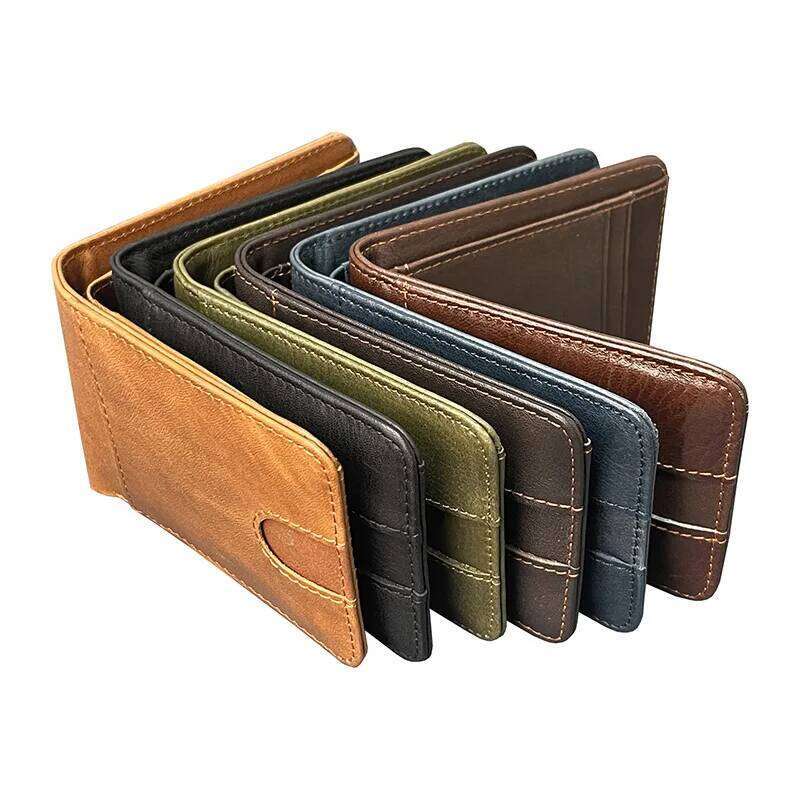 Geestock Men's Retro Casual Short Oil Wax Leather Wallet Clip Bag Lightweight Card Holder Coin Purse Daily C260304