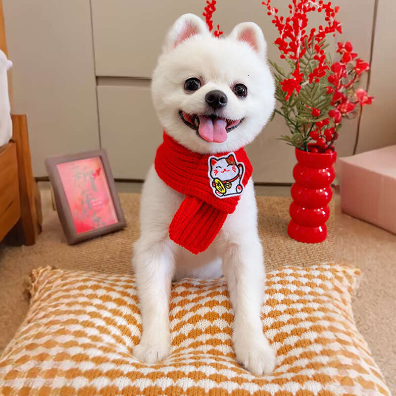 Famous brand New Year Gift for Furry Friends Cat Dog Pet Neck Warmer Knitted Warm Festive Good Meaning Scarf pupakaIK