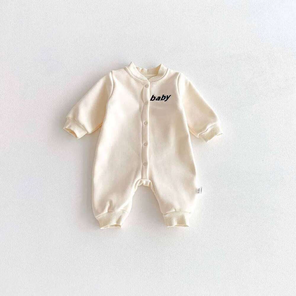 Autumn Jumpsuit, 2025 New Korean Version Children's Clothing, Baby Hoodie with Fleece, Newborn Clothes Z260304