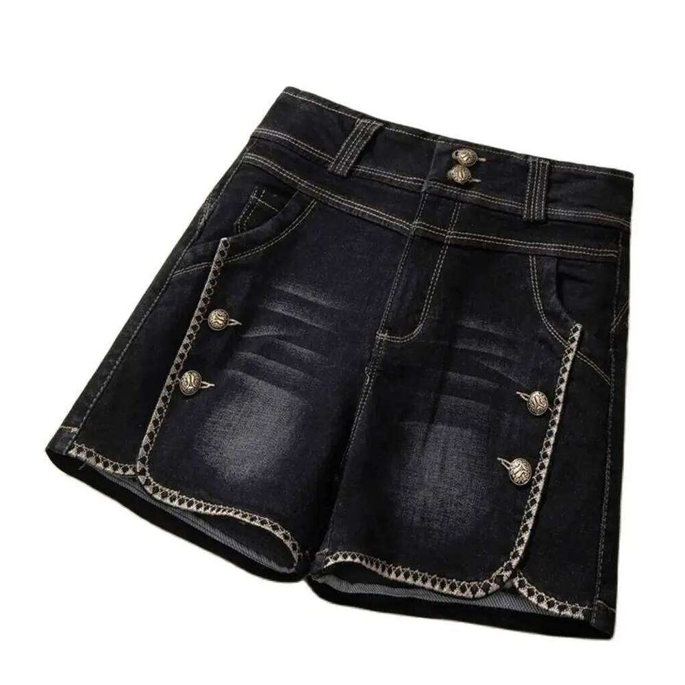 Stretch Denim Women's New Summer Thin Korean High Waist Straight Tube A-line Hot Pants Black Blue Casual Female Shorts XJ260305