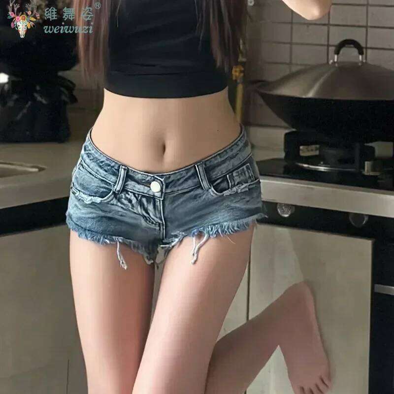 New Women's JEANS Spicy Girl Sexy Y2k Blue Low Rise Denim Beach Party Hot Pants Nightclub DJ Pole Dance DS Skinny Shorts XJ260305