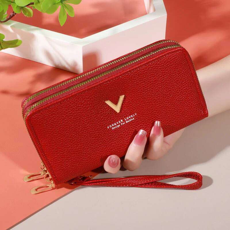 Fashionable Wallet For Women, Dual Zipper Closure, Multiple Card Slots, Large Capacity, Stylish Ladies' Coin Purse C260304