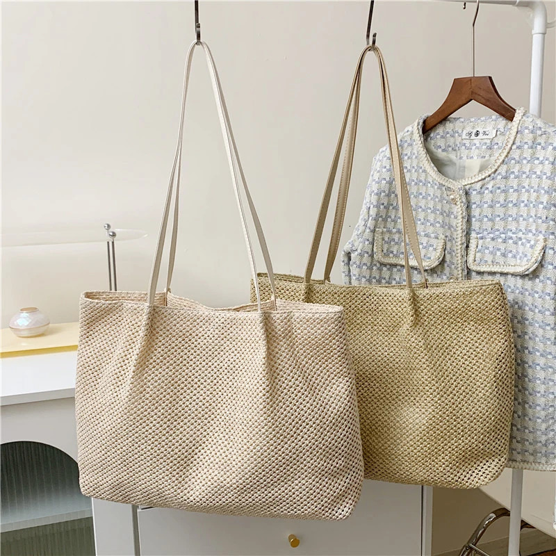 Outdoor Beach Straw Ladies Shoulder Bag Large Capacity Handmade Weaving Bag Summer Womens Shopper Handbag 260303