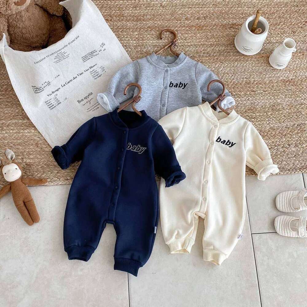 Autumn Jumpsuit, 2025 New Korean Version Children's Clothing, Baby Hoodie with Fleece, Newborn Clothes Z260304