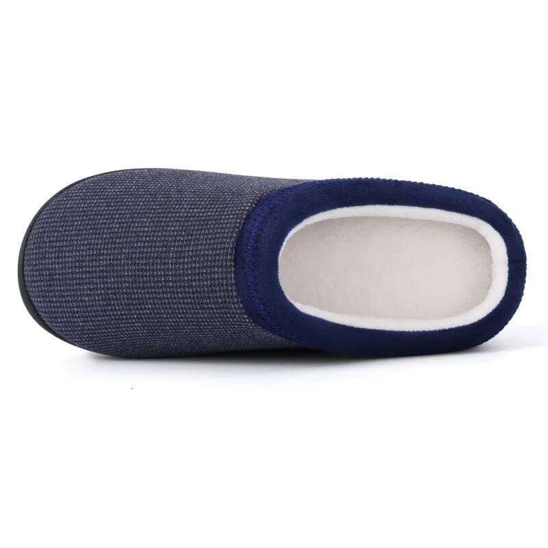 Kidmi Winter Casual with Memory Foam Indoor Slides Rubber Soled Flat Cotton Shoes Warm Plush Men's House Slippers