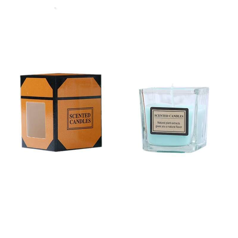 Aromatherapy Romantic Wedding Deodorizing Hotel SPA Candlelight Dinner Windproof Smokeless KTV Glass Square Cup Candle W260304 W260305