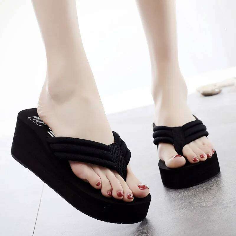 Bohemia Style Flower Platform Flip Flops For Women Summer Shoes Thick Sole Light Weight Girls Home Beach Slippers Wedge Sandals