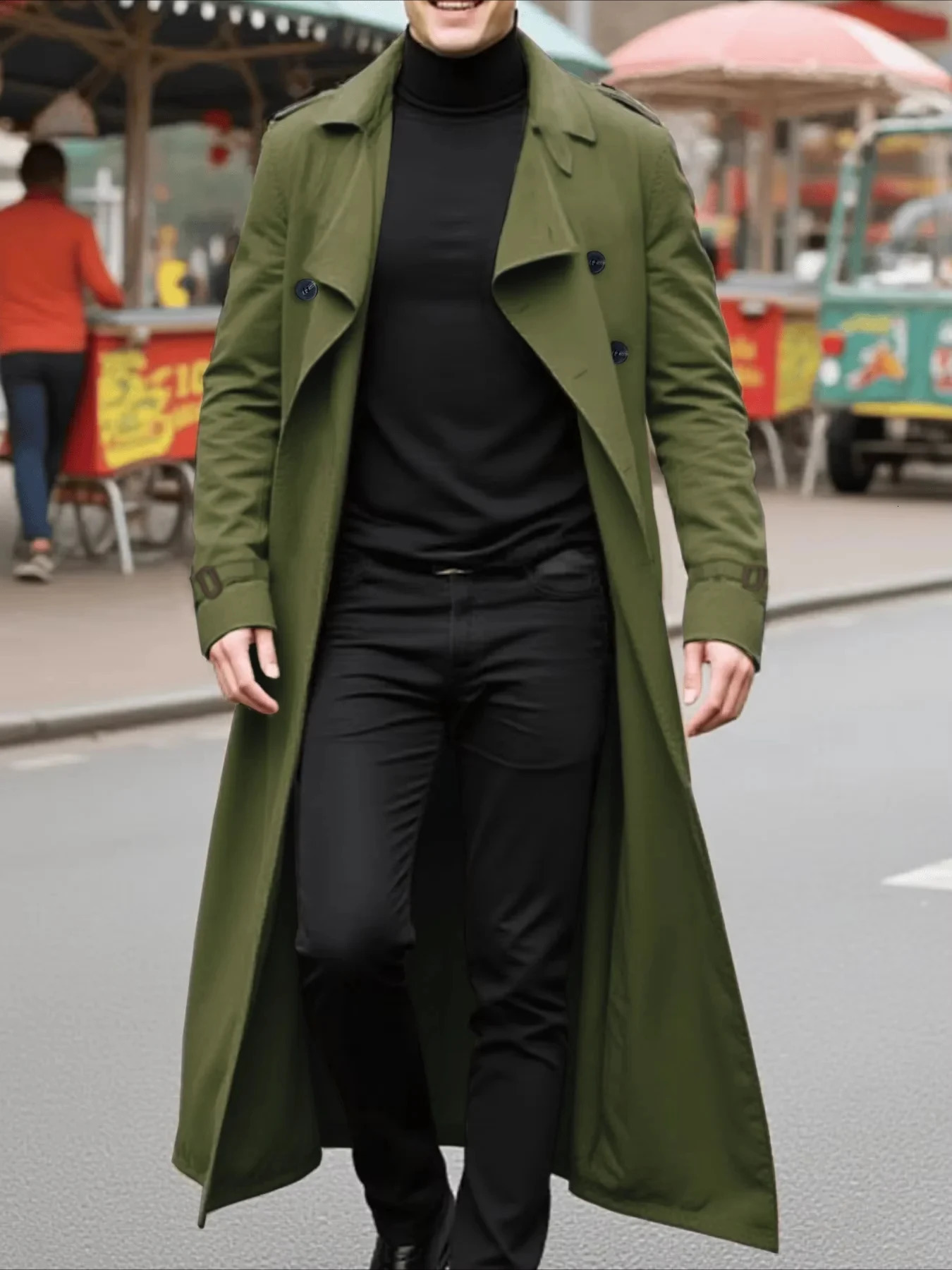 Mens Fashion Long Trench Coat For Autumn Exquisite Buttons Business Casual Style European And American XLong Trend With Belt 260302
