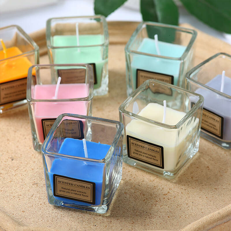 Square Romantic Creative Aromatherapy Candle Glass Cup Gift In Stock W260304 W260305