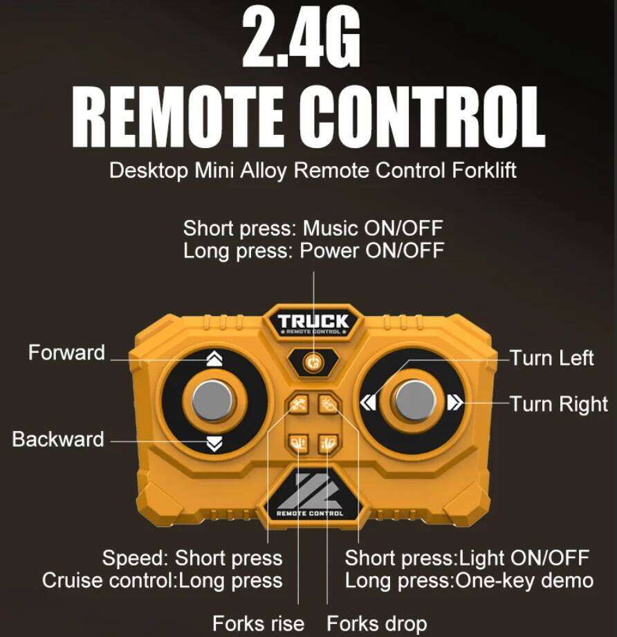 In Stock 1/64 Remote-controlled Alloy Engineering vehicle Tabletop Toys RC Forklift Model Collection Gift For Boys Z260304